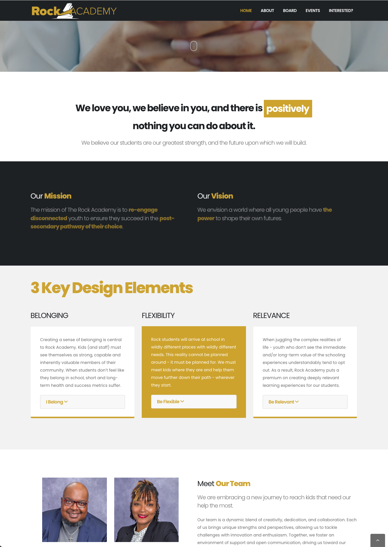 The Rock Academy website